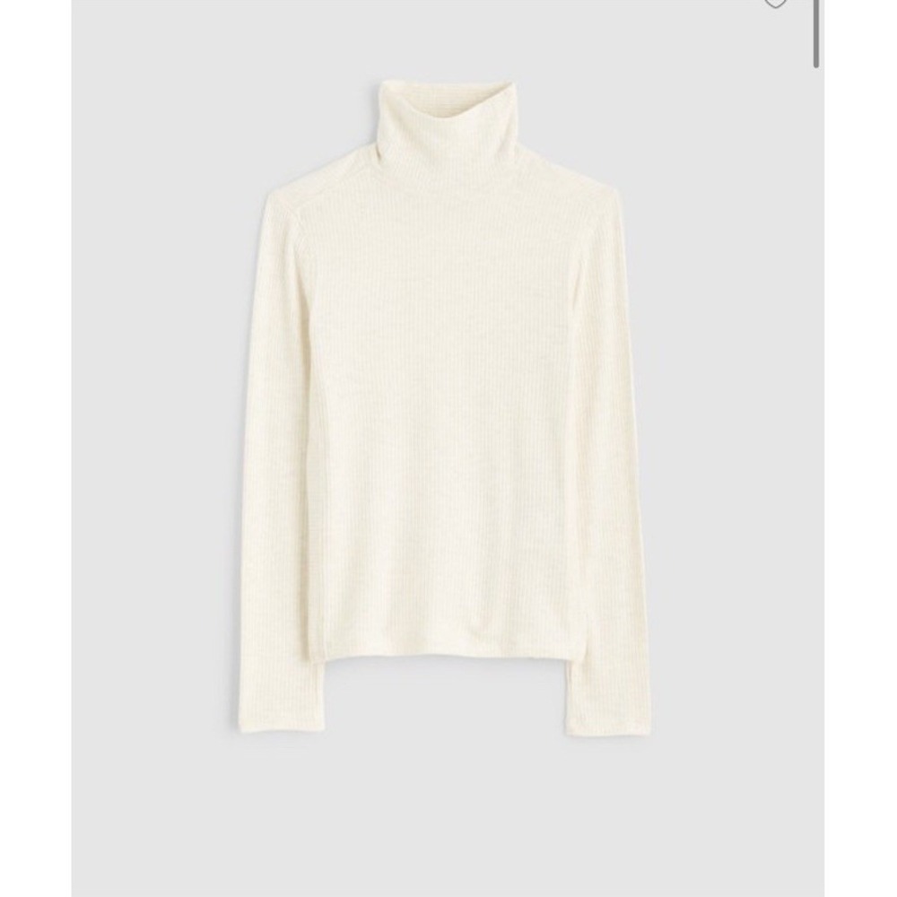 Madewell NWT Ribbed Turtleneck Long-Sleeve Tee Heather Cream Small Mock Neck